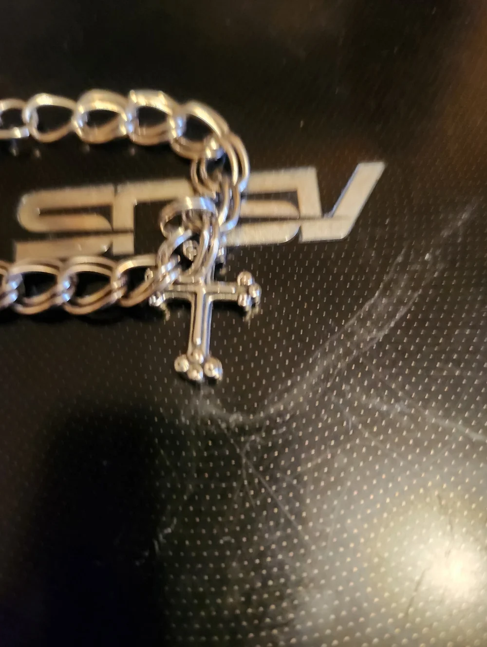 Charm Bracelet with Sports and Cross Charms - Picture 4 of 5